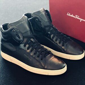 Salvatore Ferragamo Sisto Mixed-Media High-Top Sneaker